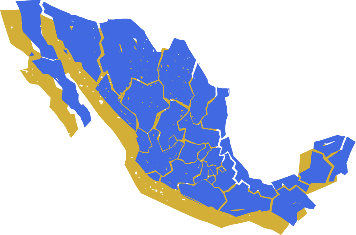 Map of Mexico showing coverage area for Taxi Exclusivo services throughout Mexico